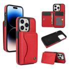 For iPhone 14 Pro AwQuer Horizontal Flip Card Bag Holder Leather Phone Case(Red) - 1