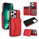 For iPhone 13 Pro Max AwQuer Horizontal Flip Card Bag Holder Leather Phone Case(Red) - 1