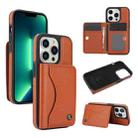 For iPhone 13 Pro AwQuer Horizontal Flip Card Bag Holder Leather Phone Case(Brown) - 1