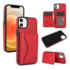 For iPhone 12 / 12 Pro AwQuer Horizontal Flip Card Bag Holder Leather Phone Case(Red) - 1