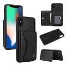 For iPhone X / XS AwQuer Horizontal Flip Card Bag Holder Leather Phone Case(Black) - 1