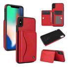 For iPhone X / XS AwQuer Horizontal Flip Card Bag Holder Leather Phone Case(Red) - 1