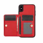 For iPhone X / XS AwQuer Horizontal Flip Card Bag Holder Leather Phone Case(Red) - 2