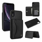 For iPhone XR AwQuer Horizontal Flip Card Bag Holder Leather Phone Case(Black) - 1