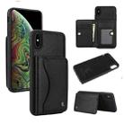 For iPhone XS Max AwQuer Horizontal Flip Card Bag Holder Leather Phone Case(Black) - 1