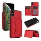 For iPhone XS Max AwQuer Horizontal Flip Card Bag Holder Leather Phone Case(Red) - 1