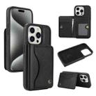 For iPhone 15 Pro Max AwQuer Horizontal Flip Card Bag Holder Leather Phone Case(Black) - 1