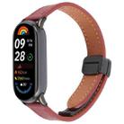 For Xiaomi Smart Band 9 / 8 Folding Magnetic Buckle Microfiber Leather Watch Band(Wine Red) - 1