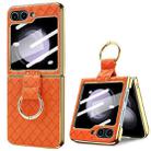 For Samsung Galaxy Z Flip6 VIETAO Woven Leather Metal Ring Phone Case(Orange) - 1