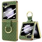 For Samsung Galaxy Z Flip5 VIETAO Woven Leather Metal Ring Phone Case(Green) - 1