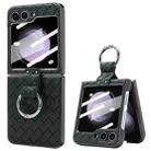 For Samsung Galaxy Z Flip5 VIETAO Woven Leather Metal Ring Phone Case(Black) - 1