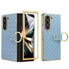 For Samsung Galaxy Z Fold6 VIETAO Woven Leather Metal Ring Phone Case(Blue) - 1