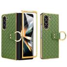 For Samsung Galaxy Z Fold5 VIETAO Woven Leather Metal Ring Phone Case(Green) - 1