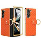 For Samsung Galaxy Z Fold5 VIETAO Woven Leather Metal Ring Phone Case(Orange) - 1