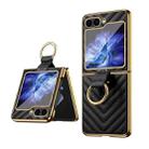 For Samsung Galaxy Z Flip5 VIETAO Dream Series Metal Ring Leather Phone Case(Black) - 1