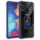 For Samsung Galaxy A20e Shockproof Transparent TPU + Acrylic Protective Case with Ring Holder(Blue) - 1