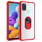 For Samsung Galaxy A21s Shockproof Transparent TPU + Acrylic Protective Case with Ring Holder(Red) - 1