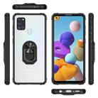 For Samsung Galaxy A21s Shockproof Transparent TPU + Acrylic Protective Case with Ring Holder(Black and Silver) - 2