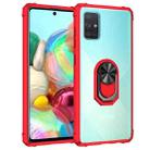 For Samsung Galaxy A51 Shockproof Transparent TPU + Acrylic Protective Case with Ring Holder(Red) - 1