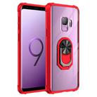 For Samsung Galaxy S9 Shockproof Transparent TPU + Acrylic Protective Case with Ring Holder(Red) - 1