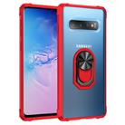 For Samsung Galaxy S10 Shockproof Transparent TPU + Acrylic Protective Case with Ring Holder(Red) - 1