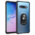For Samsung Galaxy S10 Shockproof Transparent TPU + Acrylic Protective Case with Ring Holder(Black and Silver) - 1