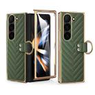 For Samsung Galaxy Z Fold6 VIETAO Dream Series Metal Ring Leather Phone Case(Green) - 1