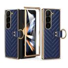 For Samsung Galaxy Z Fold5 VIETAO Dream Series Metal Ring Leather Phone Case(Blue) - 1