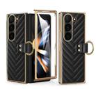 For Samsung Galaxy Z Fold3 5G VIETAO Dream Series Metal Ring Leather Phone Case(Black) - 1