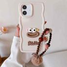For Samsung Galaxy F14 5G Cartoon Sausage Mouth TPU Phone Case with Bead Chain(White) - 1