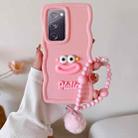 For Samsung Galaxy S20 FE Cartoon Sausage Mouth TPU Phone Case with Bead Chain(Pink) - 1