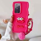 For Samsung Galaxy S20 FE Cartoon Sausage Mouth TPU Phone Case with Bead Chain(Red) - 1