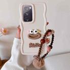 For Samsung Galaxy S20 FE Cartoon Sausage Mouth TPU Phone Case with Bead Chain(White) - 1