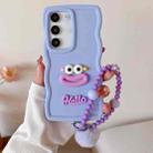 For Samsung Galaxy S21 FE 5G Cartoon Sausage Mouth TPU Phone Case with Bead Chain(Purple) - 1