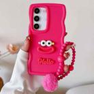 For Samsung Galaxy S22 5G Cartoon Sausage Mouth TPU Phone Case with Bead Chain(Red) - 1