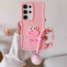 For Samsung Galaxy S25 Ultra 5G Cartoon Sausage Mouth TPU Phone Case with Bead Chain(Pink) - 1
