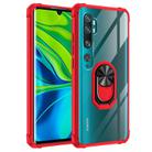 For Xiaomi Mi CC9 Pro Shockproof Transparent TPU + Acrylic Protective Case with Ring Holder(Red) - 1