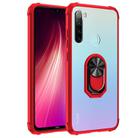 For Xiaomi Redmi Note 8 Shockproof Transparent TPU + Acrylic Protective Case with Ring Holder(Red) - 1