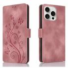 For iPhone 15 Pro Max Dreamy Butterfly Love Flower Embossed Leather Phone Case(Rose Gold) - 1