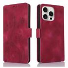 For iPhone 15 Pro Max Dreamy Butterfly Love Flower Embossed Leather Phone Case(Red) - 1