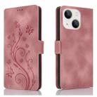 For iPhone 15 Dreamy Butterfly Love Flower Embossed Leather Phone Case(Rose Gold) - 1