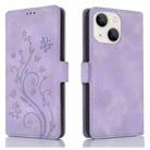 For iPhone 13 mini Dreamy Butterfly Love Flower Embossed Leather Phone Case(Purple) - 1