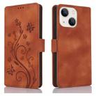 For iPhone 13 mini Dreamy Butterfly Love Flower Embossed Leather Phone Case(Brown) - 1