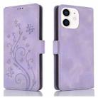 For iPhone 12 mini Dreamy Butterfly Love Flower Embossed Leather Phone Case(Purple) - 1