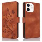 For iPhone 12 mini Dreamy Butterfly Love Flower Embossed Leather Phone Case(Brown) - 1
