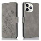 For iPhone 11 Pro Max Dreamy Butterfly Love Flower Embossed Leather Phone Case(Grey) - 1