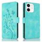 For iPhone 11 Dreamy Butterfly Love Flower Embossed Leather Phone Case(Green) - 1