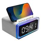 P14 Clock Alarm 10W Intelligent Wireless Charger LED Light Bluetooth Speaker(White) - 1