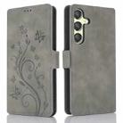 For Samsung Galaxy S23 FE 5G Dreamy Butterfly Love Flower Embossed Leather Phone Case(Grey) - 1