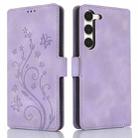 For Samsung Galaxy S23 5G Dreamy Butterfly Love Flower Embossed Leather Phone Case(Purple) - 1